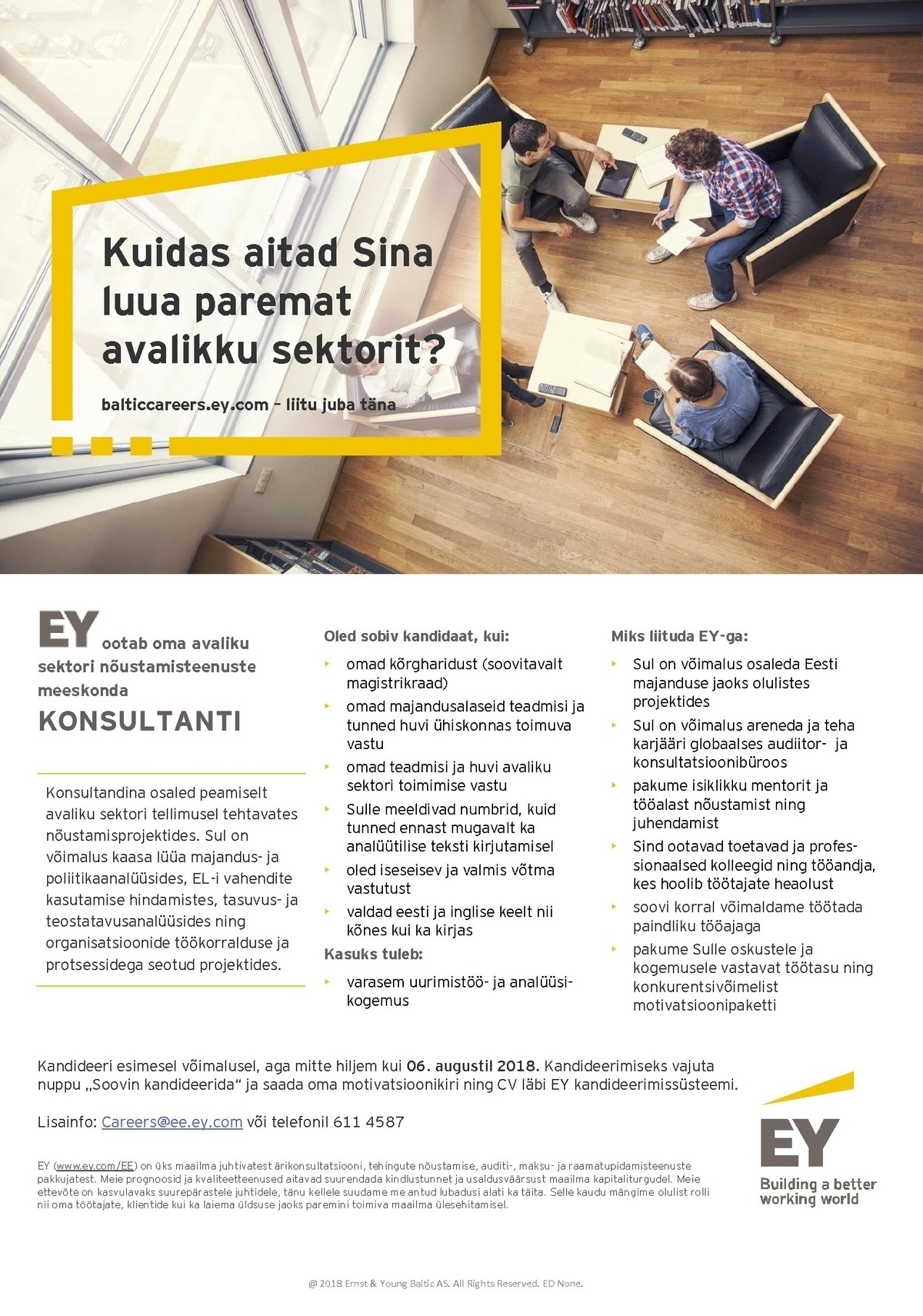 Ernst & Young Baltic AS Konsultant avaliku sektori nõustamisteenuste meeskonnas