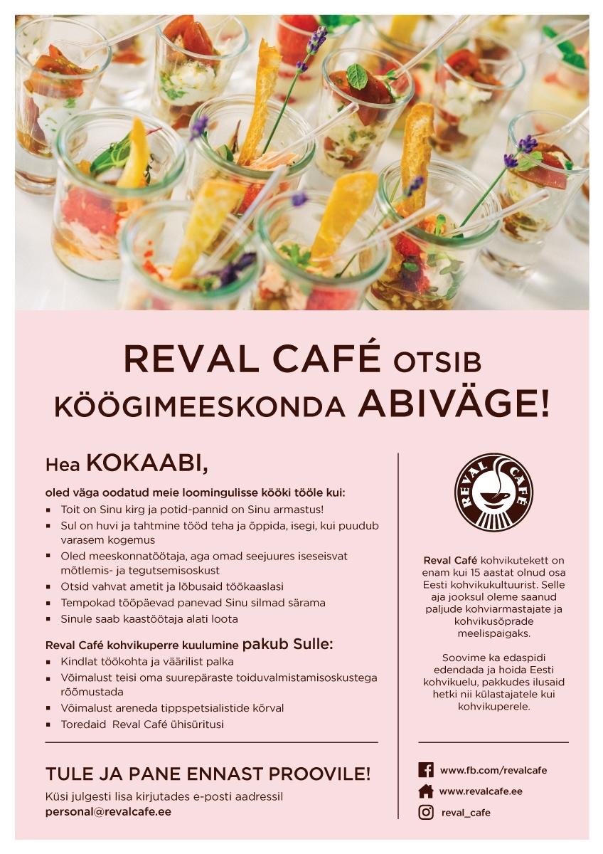 Esperan OÜ Reval Cafe Abikokk (osaline tööaeg)