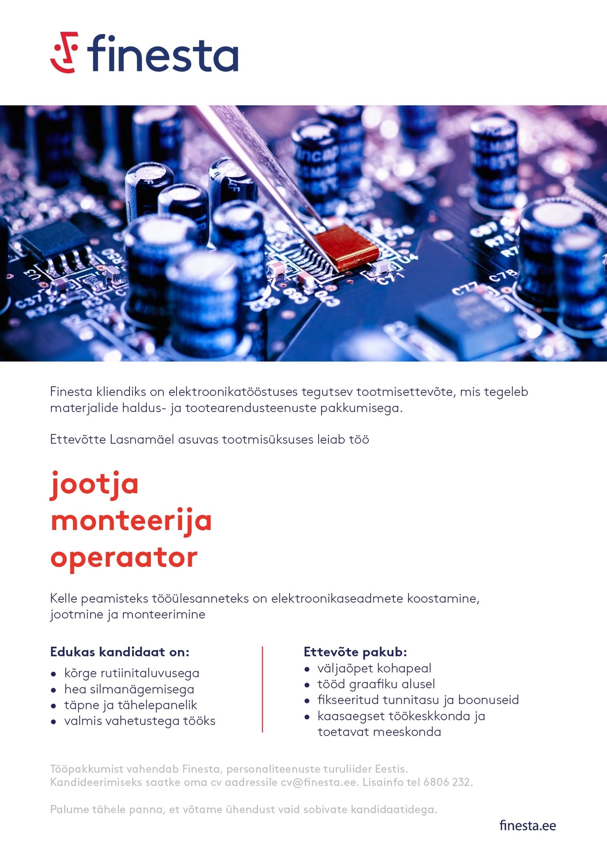 Finesta Baltic OÜ Monteerija/jootja/operaator