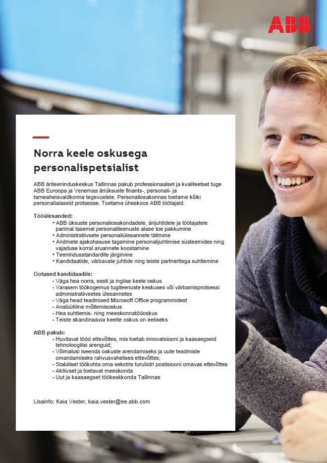 ABB AS Norra keele oskusega personaliteenuste spetsialist