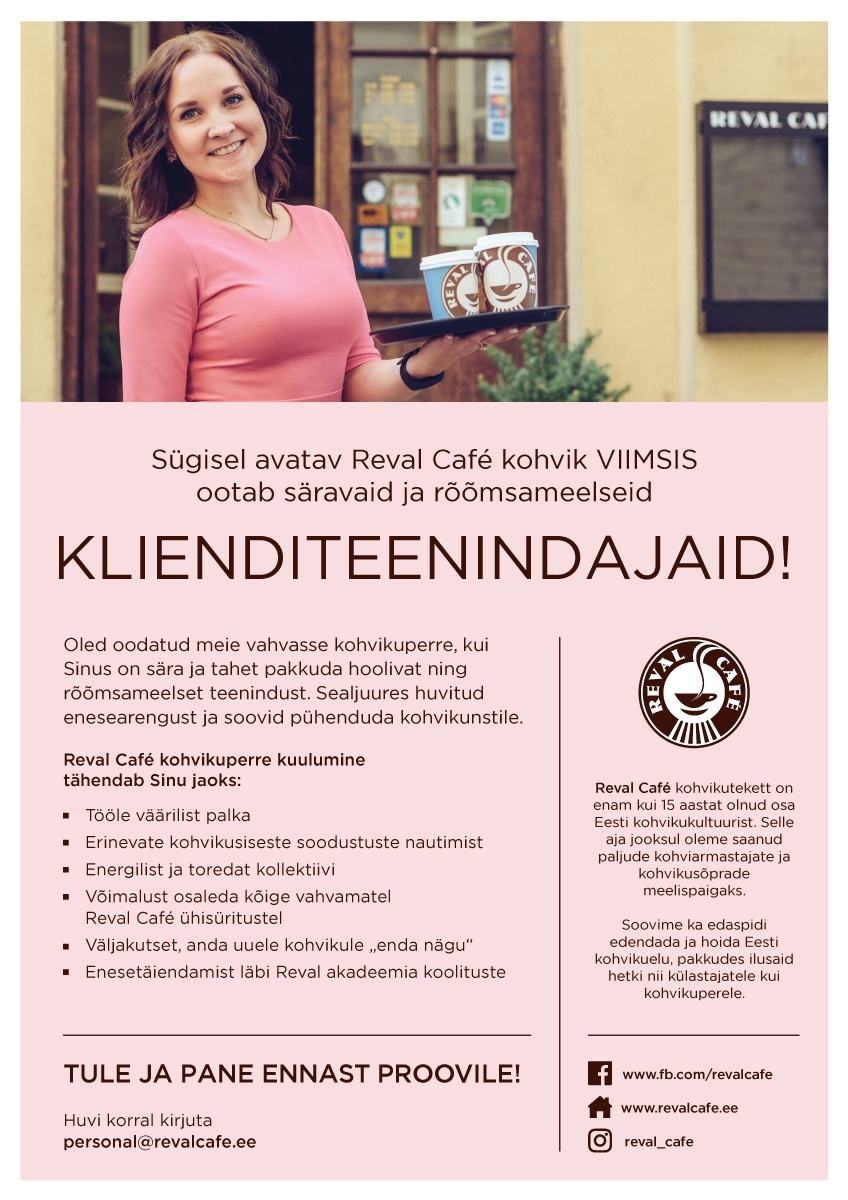 Esperan OÜ Uue sügisel Viimsis avatava kohviku teenindaja