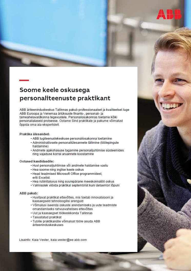ABB AS Soome keele oskusega personaliteenuste praktikant