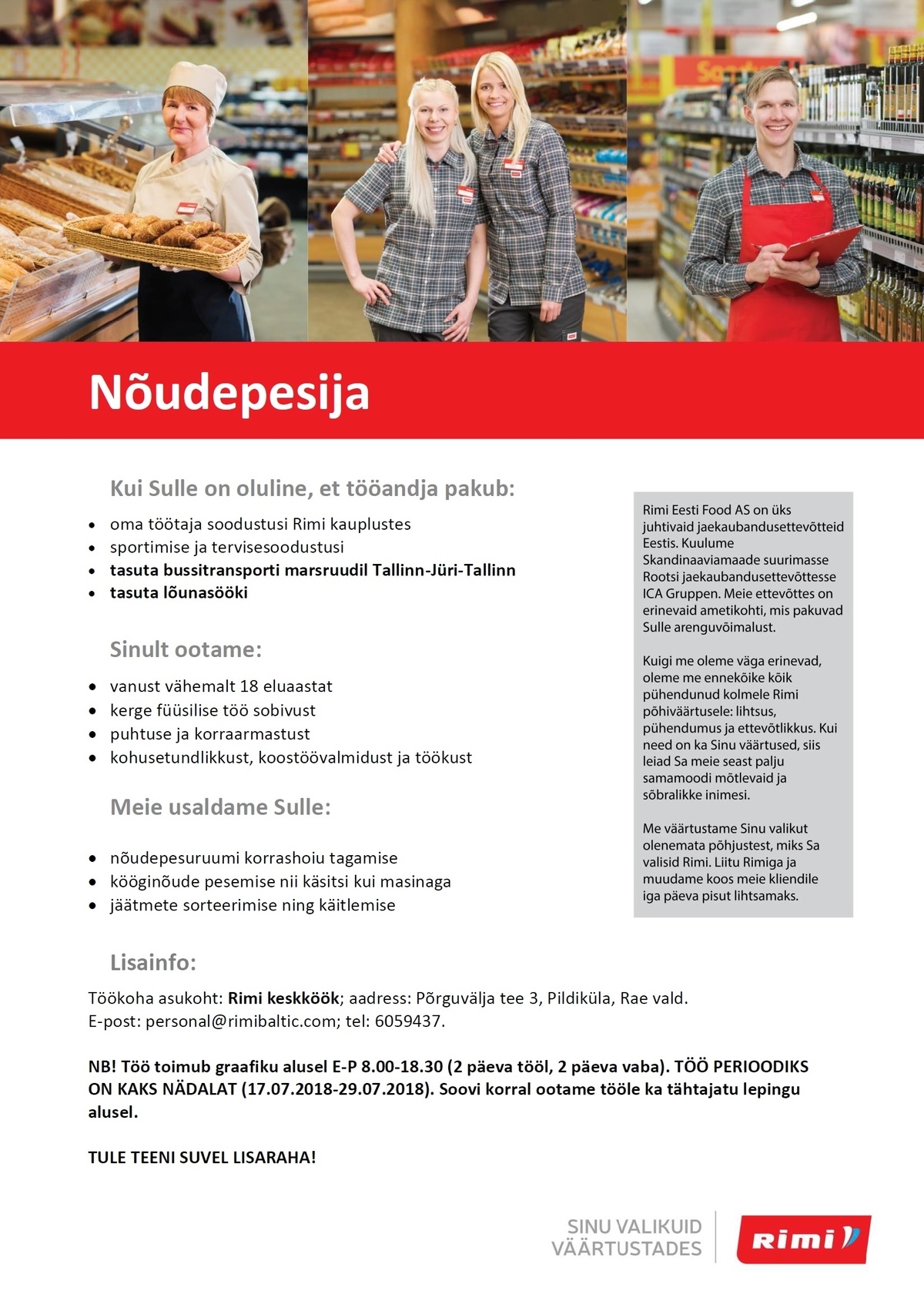 Rimi Eesti Food AS Nõudepesija - Rimi Keskköök