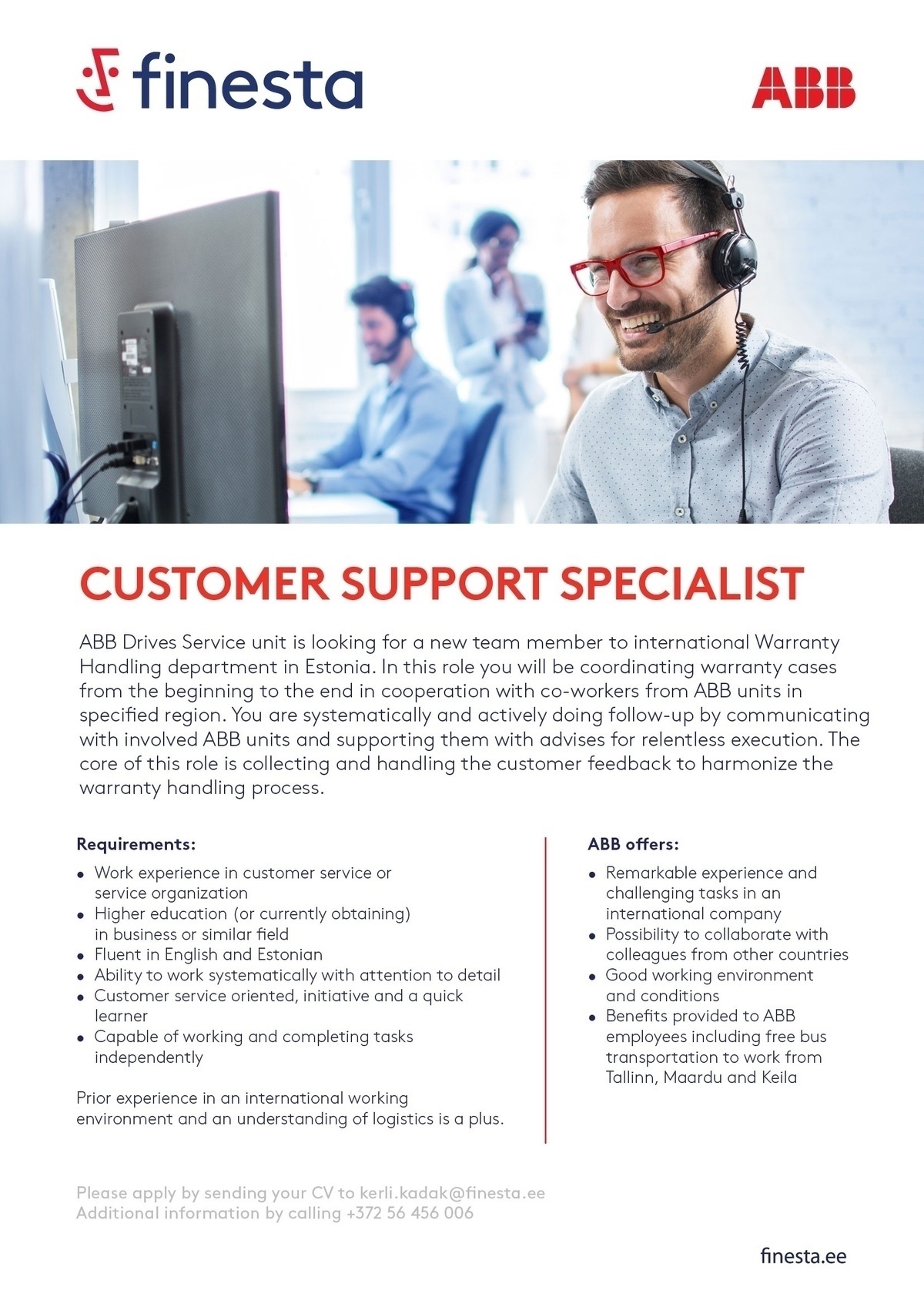 Finesta Baltic OÜ Customer Support Specialist