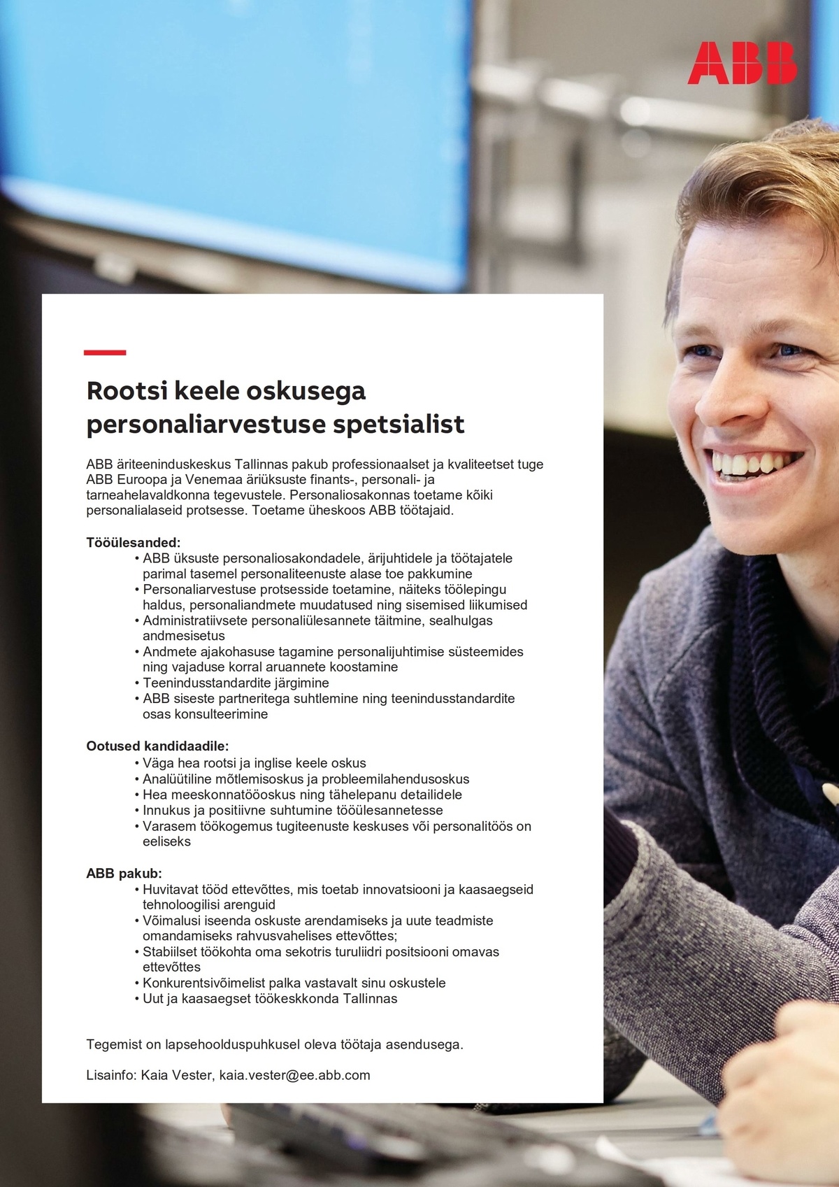 ABB AS Rootsi keele oskusega personaliarvestuse spetsialist