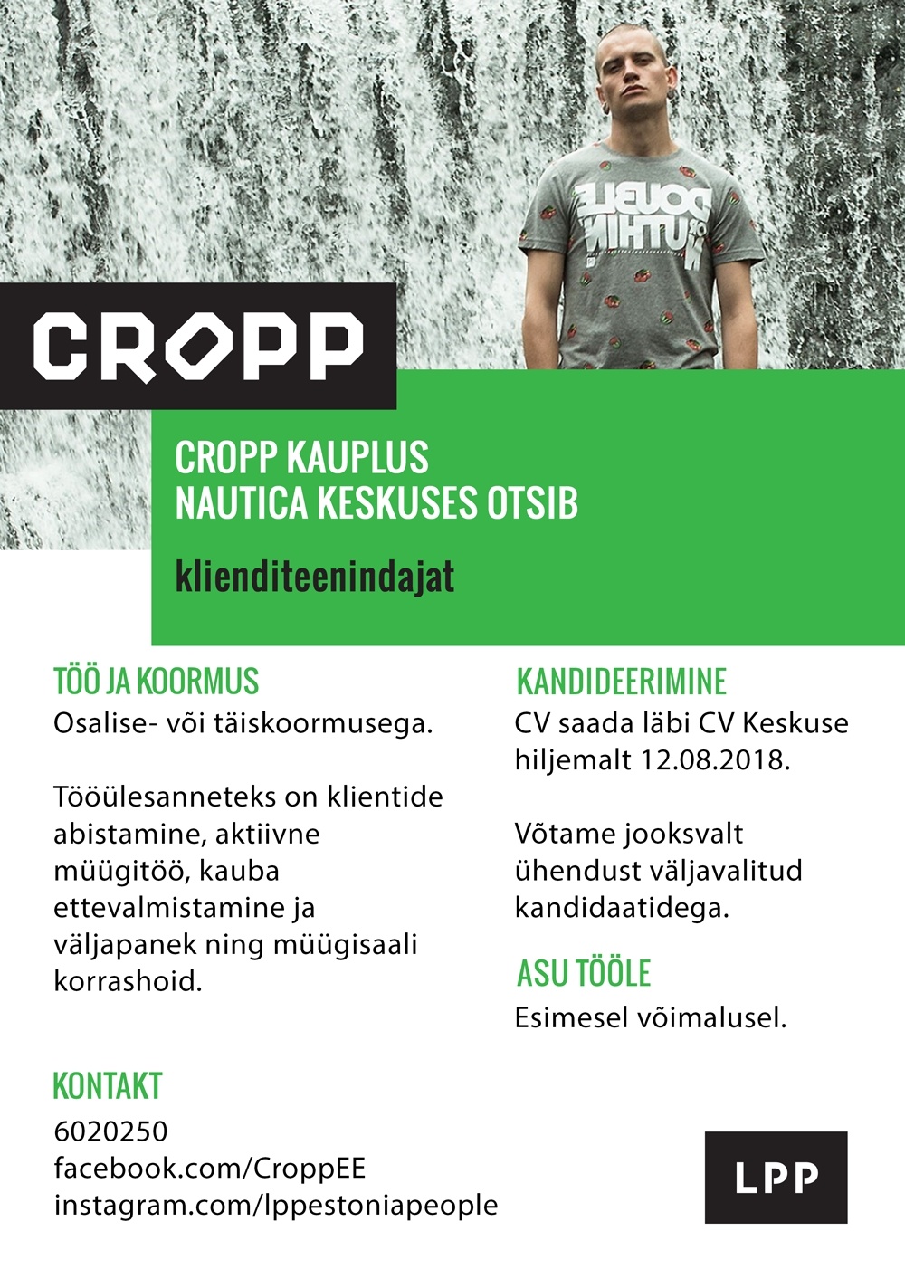 LPP Estonia OÜ Klienditeenindaja (täis- ja osaline koormus) CROPP kauplusesse Nautica keskuses