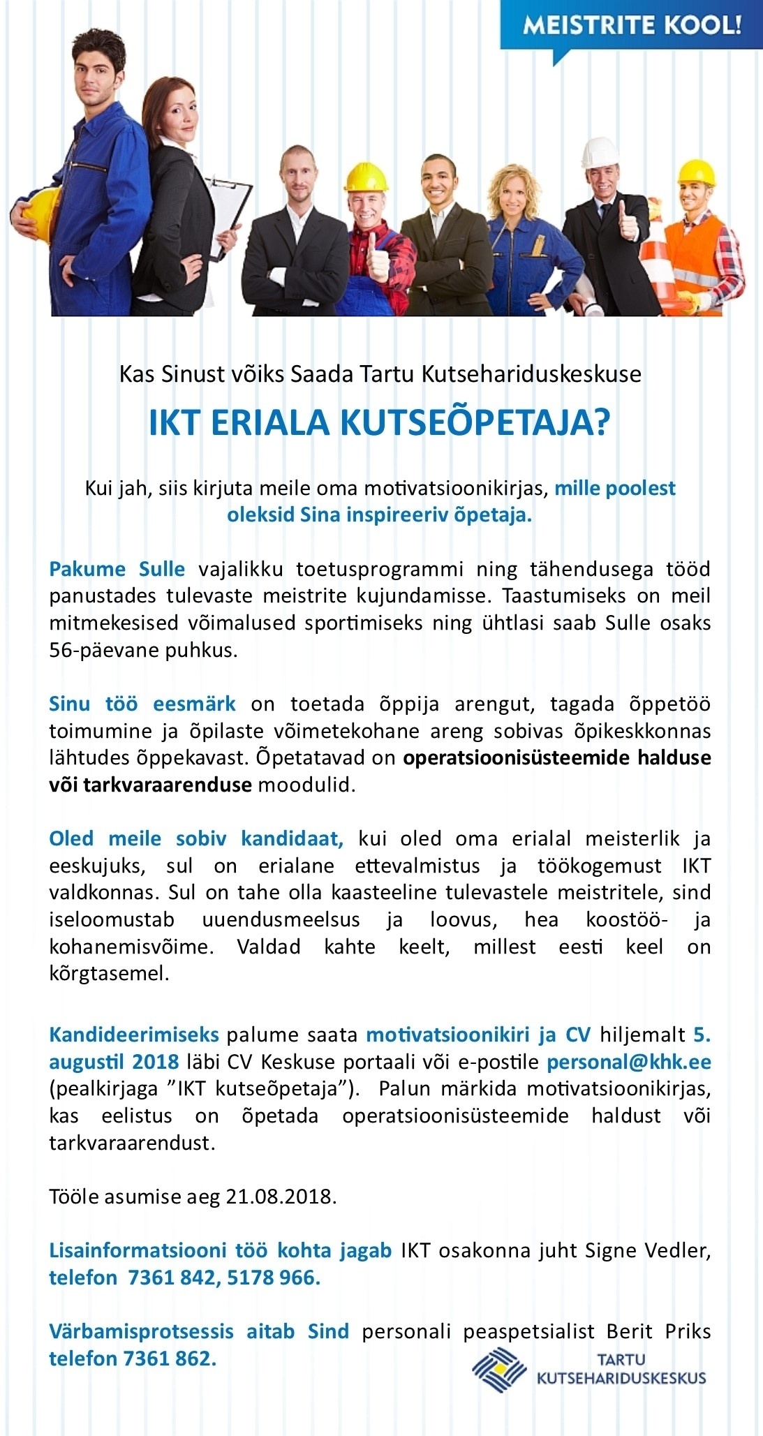 Tartu Kutsehariduskeskus IKT kutseõpetaja
