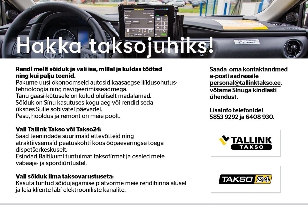 Tallink Takso AS Tule taksojuhiks!