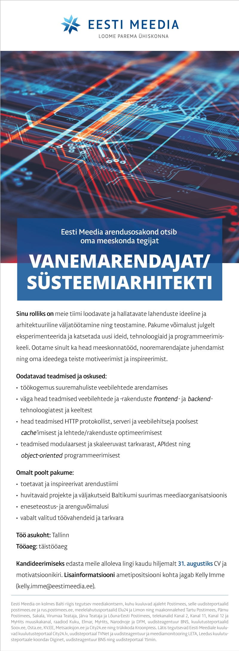 Eesti Meedia Vanemarendaja/süsteemiarhitekt