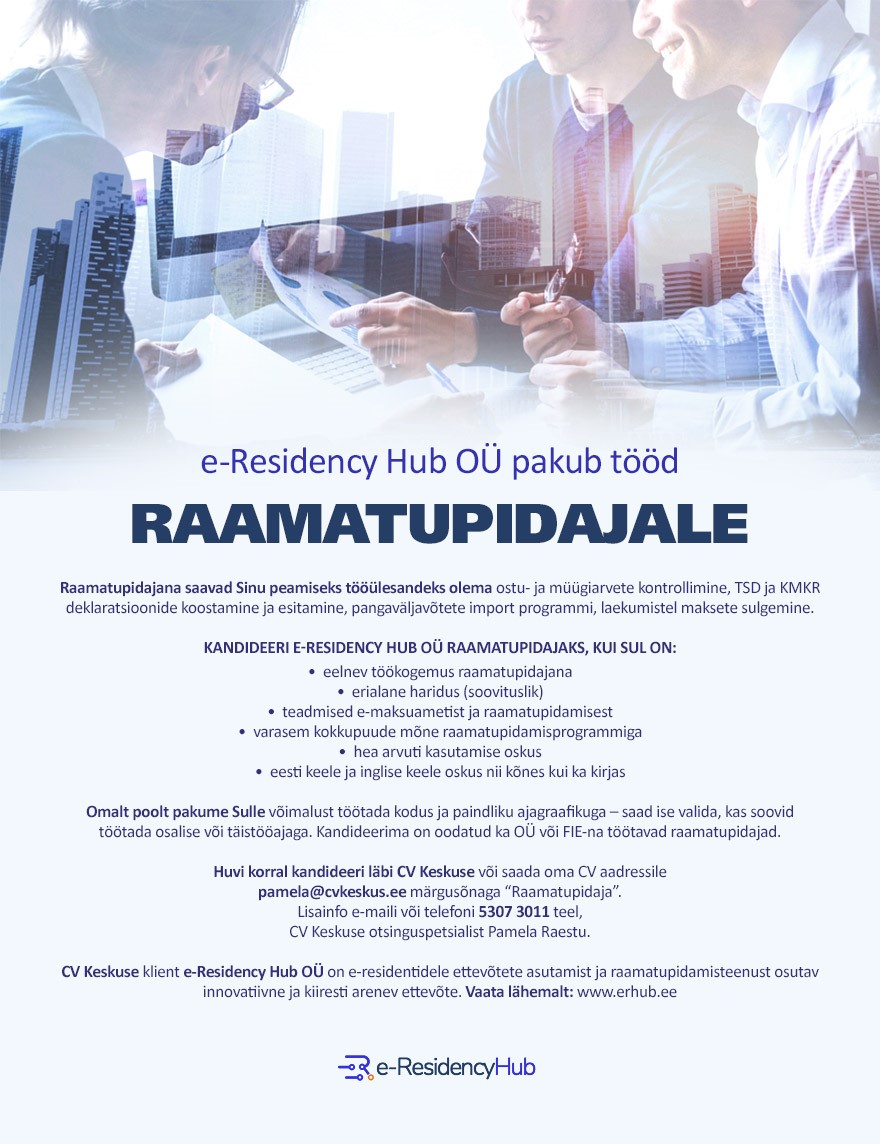 E-RESIDENCY HUB OÜ Raamatupidaja (e-Residency Hub OÜ)