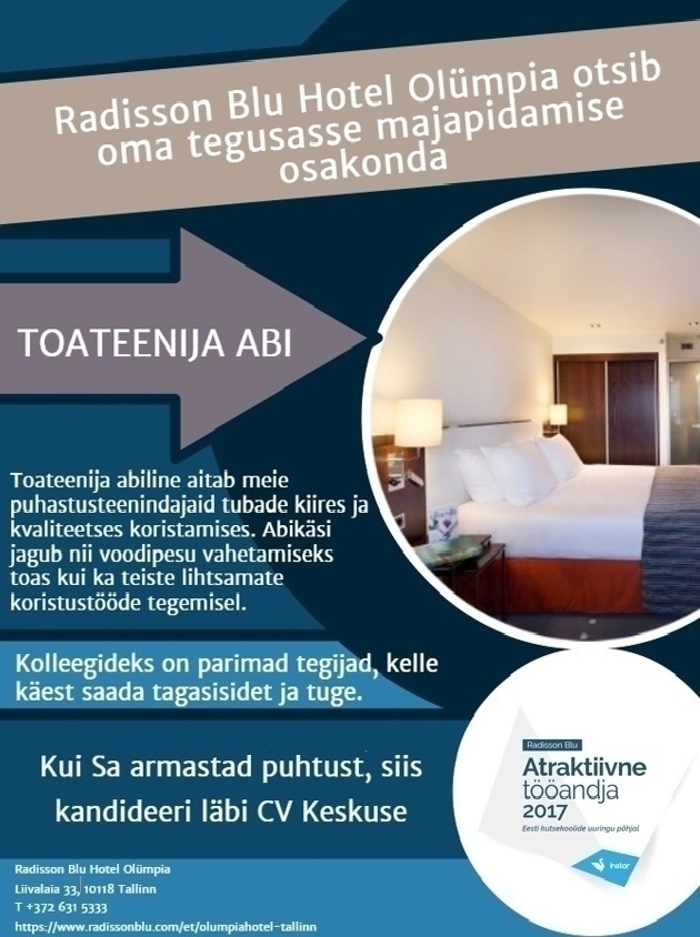 Radisson Blu Hotel Olümpia, Tallinn TOATEENIJA ABI