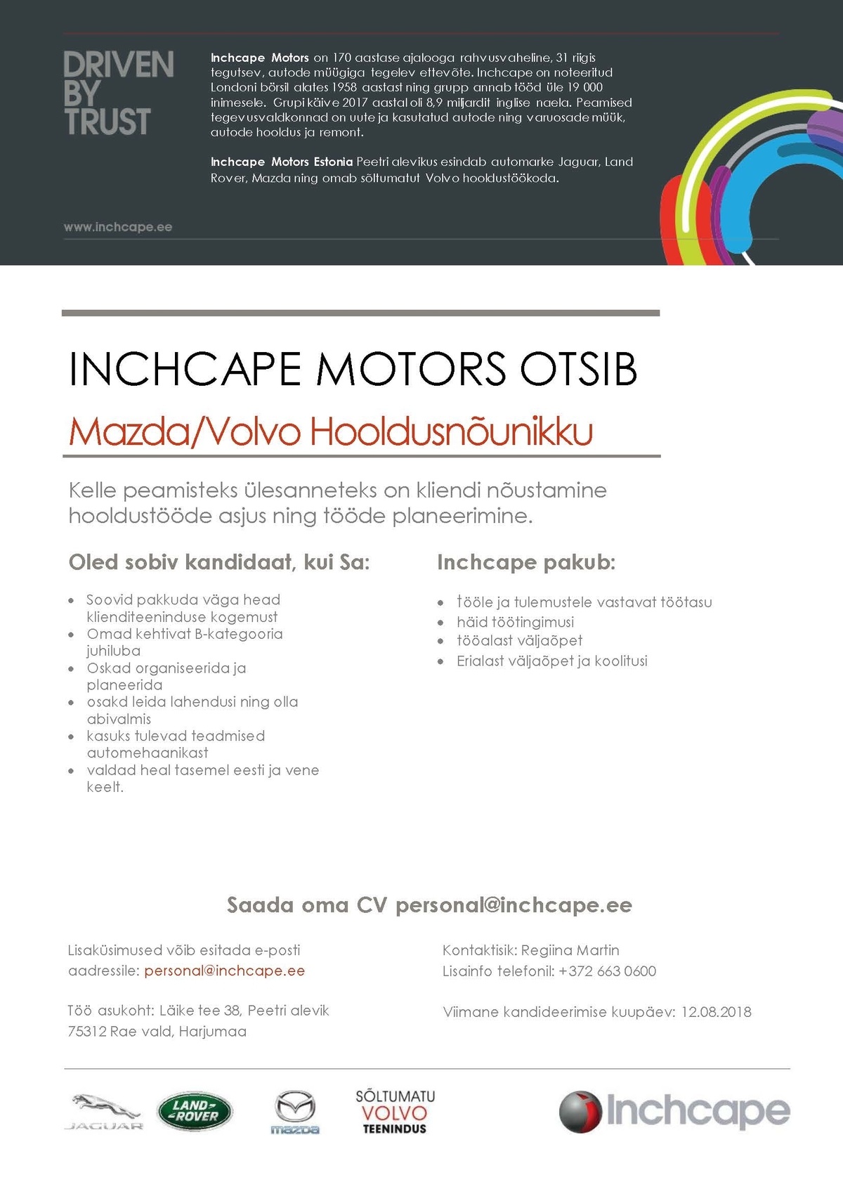 Inchcape Motors Estonia OÜ Hooldusnõunik