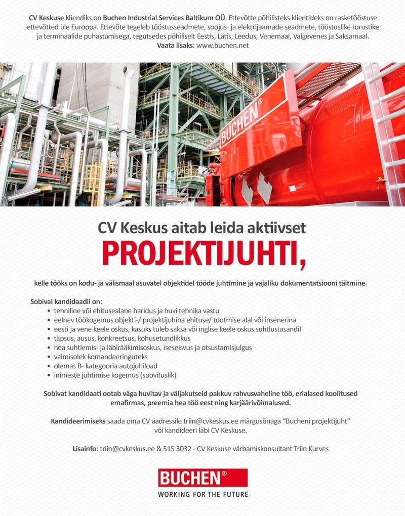 Buchen Industrial Services Baltikum OÜ Projektijuht (Buchen Industrial Services Baltikum OÜ)