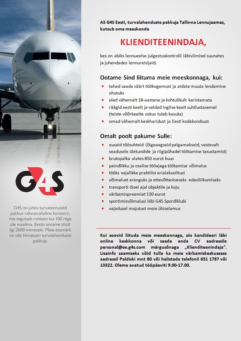 AS G4S Eesti Klienditeenindaja Tallinna Lennujaamas