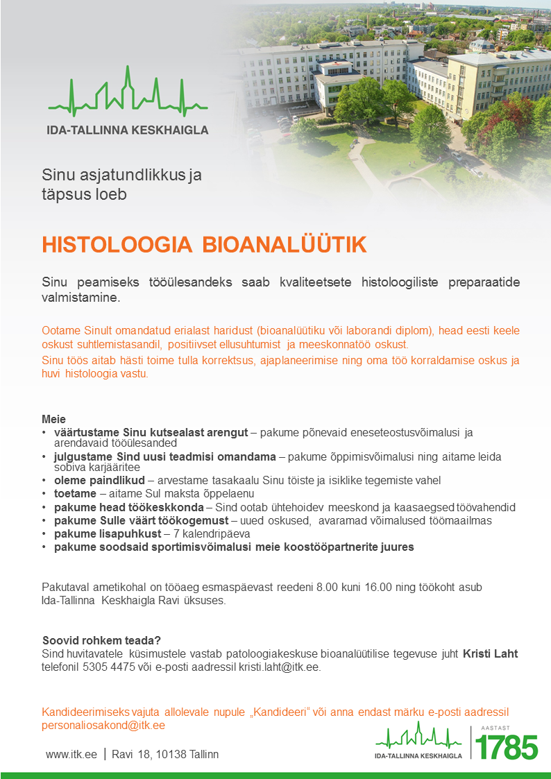 AS Ida-Tallinna Keskhaigla Histoloogia bioanalüütik