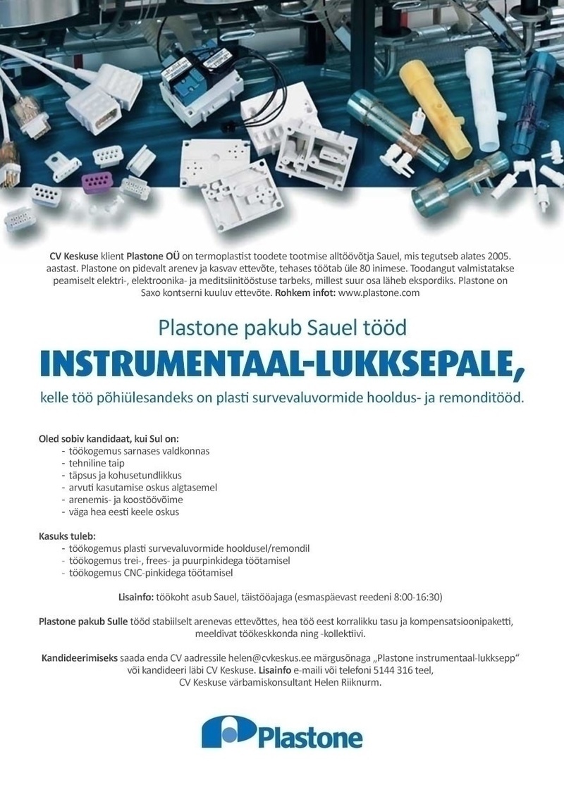 Plastone OÜ Instrumentaal-lukksepp Sauel (Plastone)