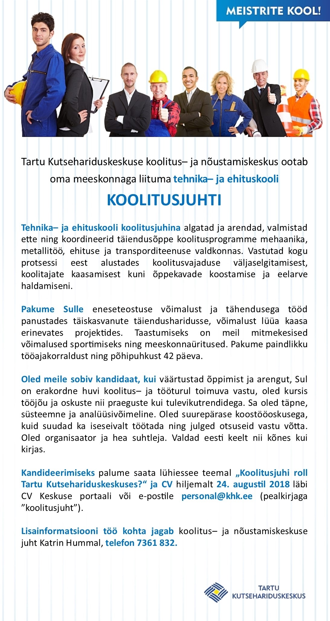 Tartu Kutsehariduskeskus Koolitusjuht