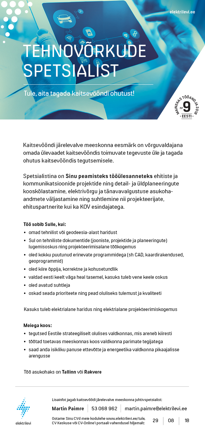 Eesti Energia AS TEHNOVÕRKUDE SPETSIALIST