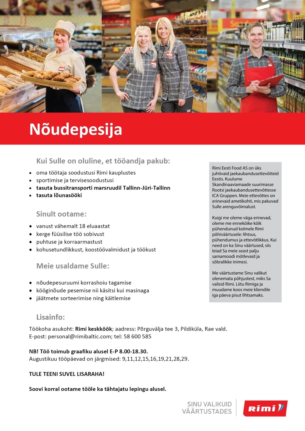 Rimi Eesti Food AS Nõudepesija (8.00-18.30) - Rimi Keskköök