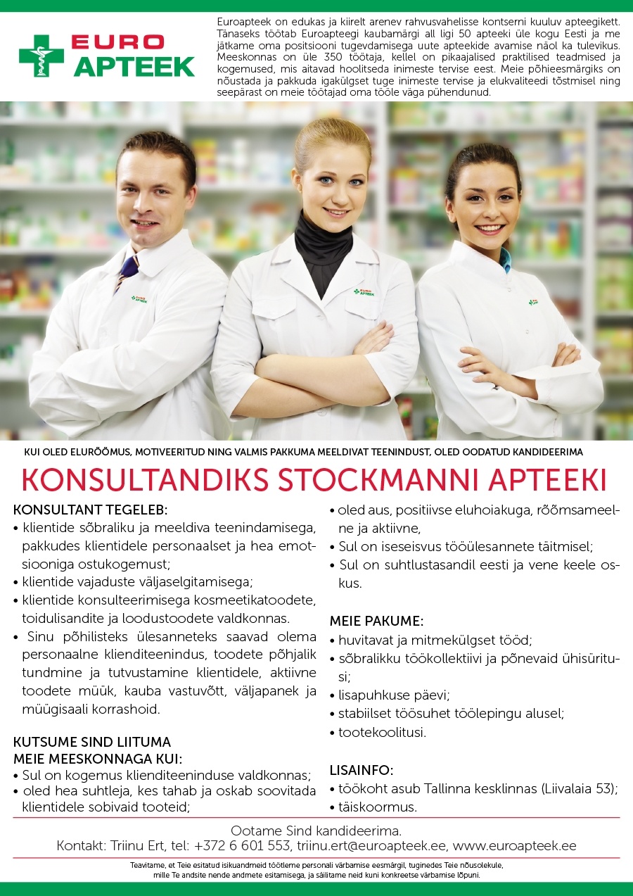 Euroapteek OÜ Konsultant (Stockmanni apteek)