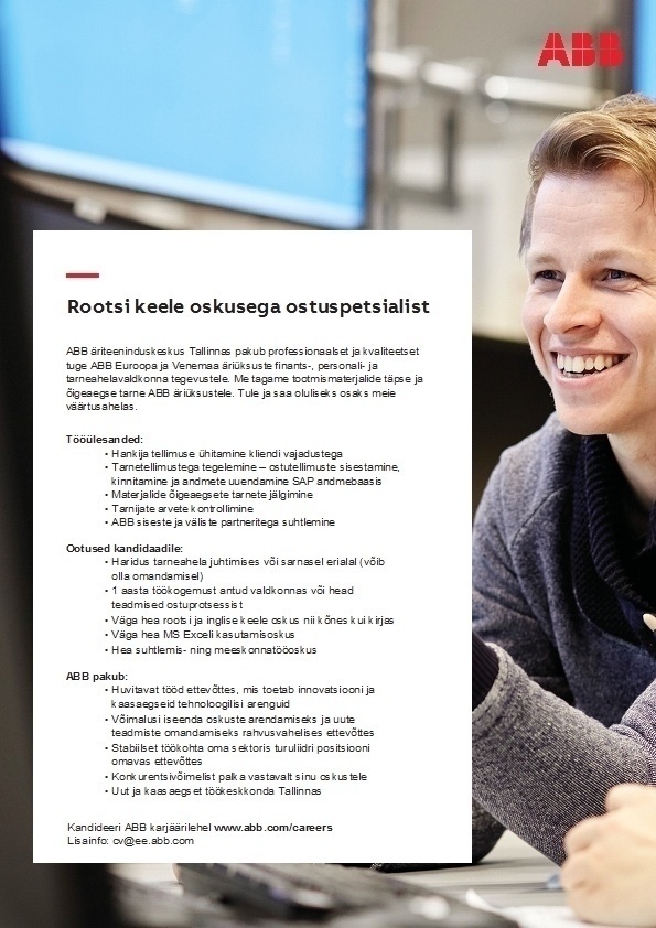 ABB AS Rootsi keele oskusega ostuspetsialist