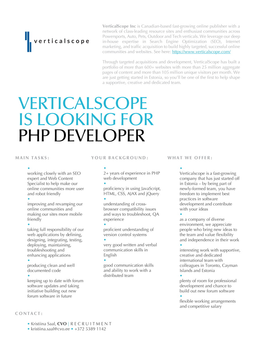 Verticalscope PHP Web Developer