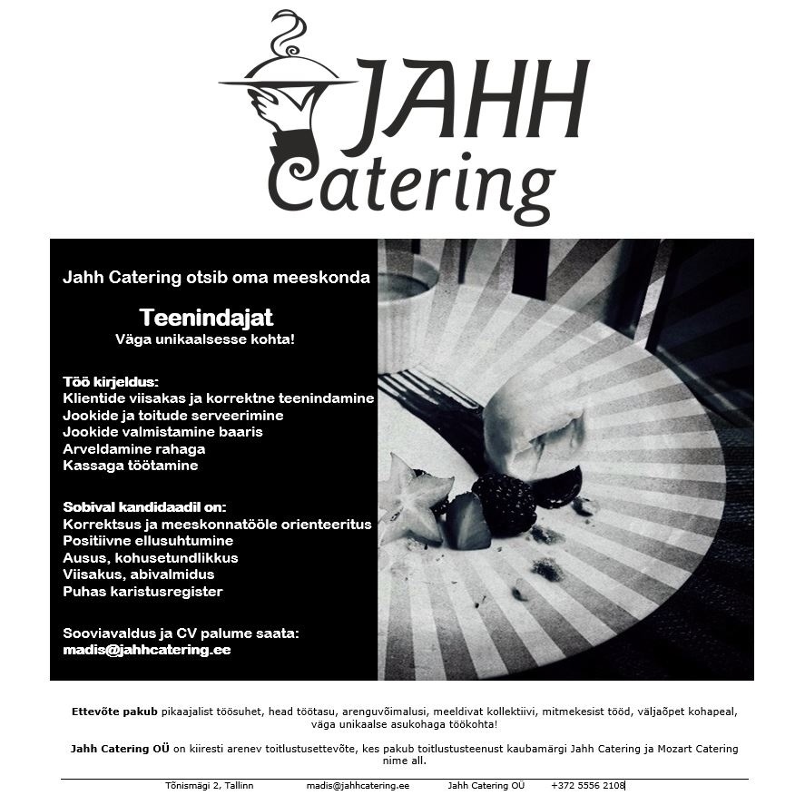 Jahh Catering OÜ Teenindaja