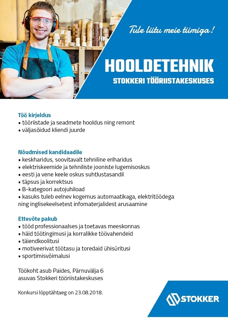 Stokker AS Hooldetehnik Stokkeri tööriistakeskuses