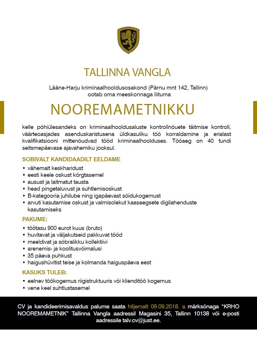 Tallinna Vangla Nooremametnik (Lääne-Harju kriminaalhooldusosakond)