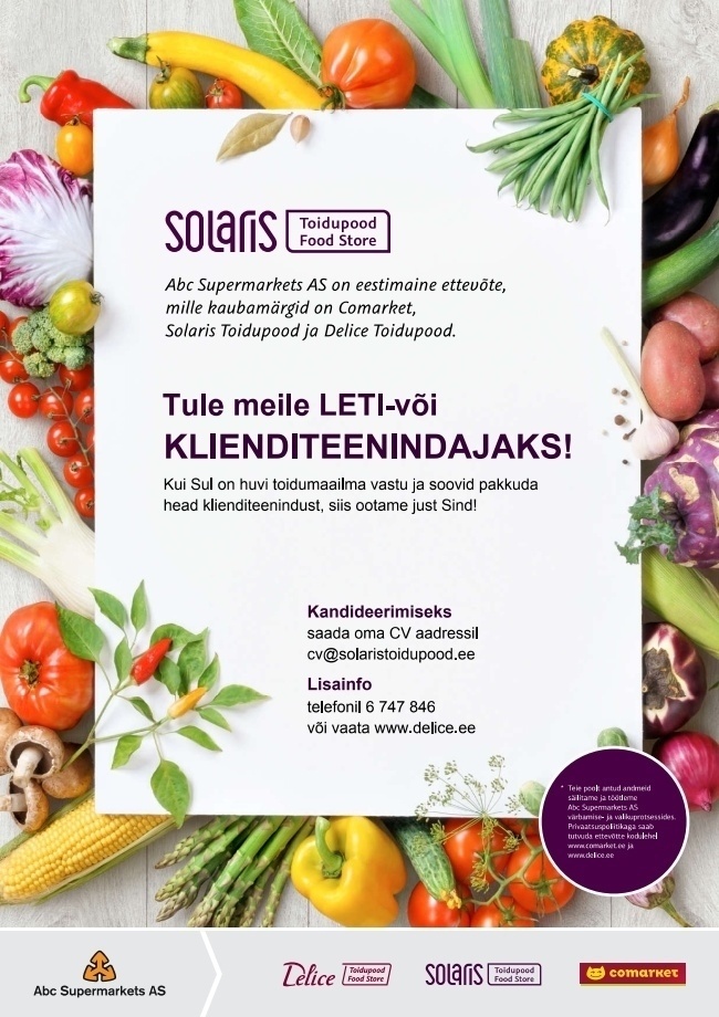 Abc Supermarkets AS Leti- või klienditeenindaja Solaris Toidupoodi