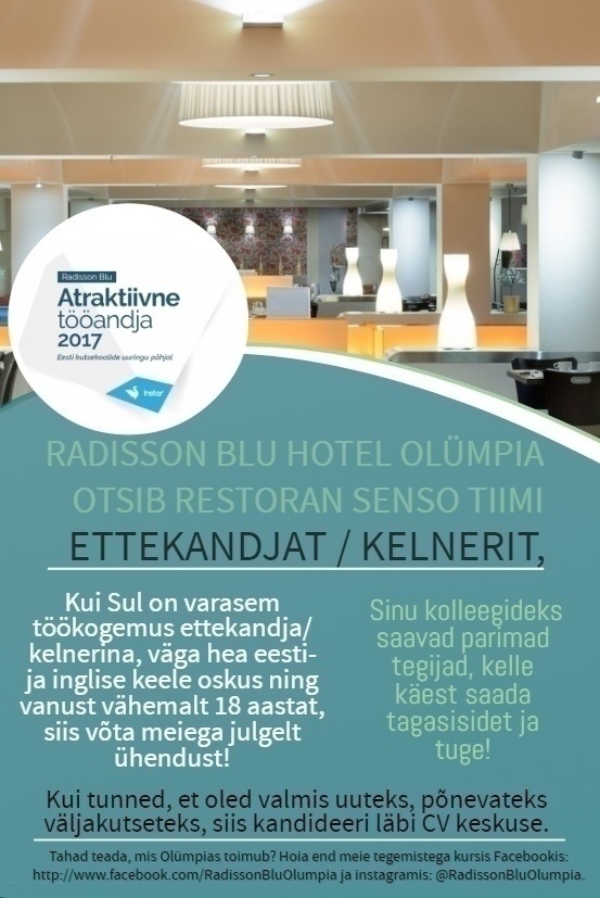 Radisson Blu Hotel Olümpia, Tallinn / Hotell Olümpia AS Ettekandja / kelner