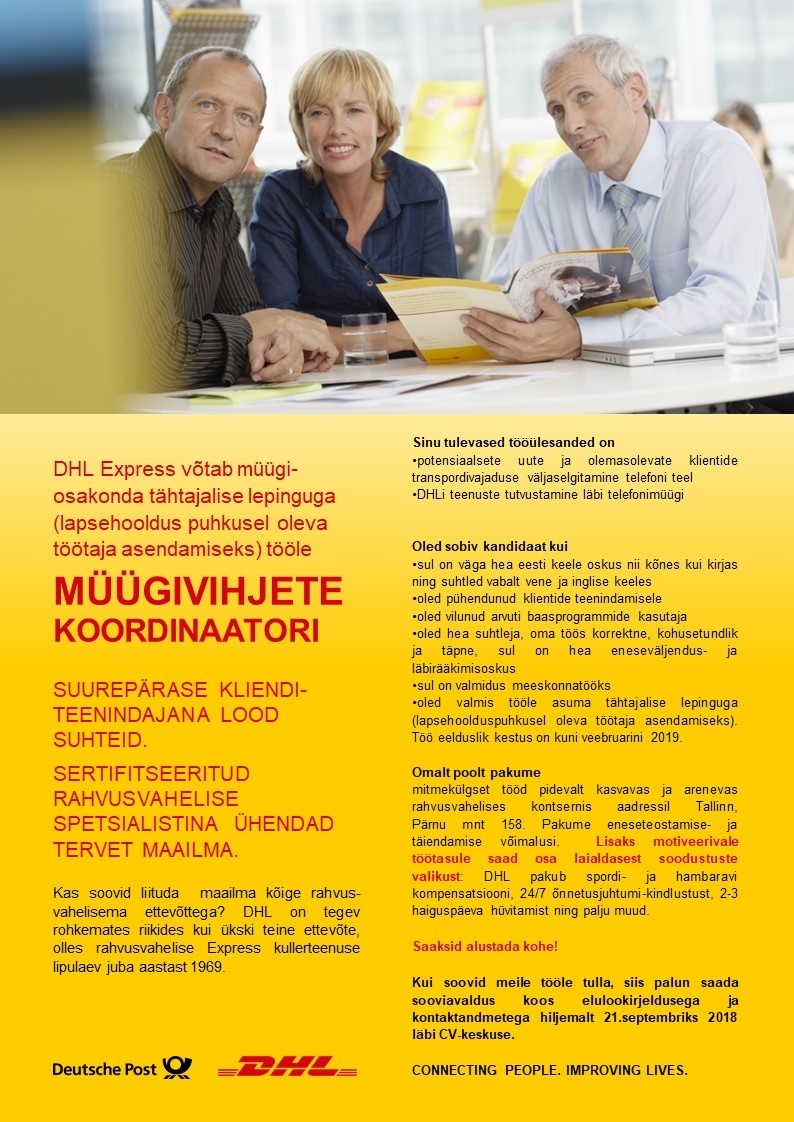 DHL Estonia AS Müügivihjete koordinaator (tähtajalise lepinguga)