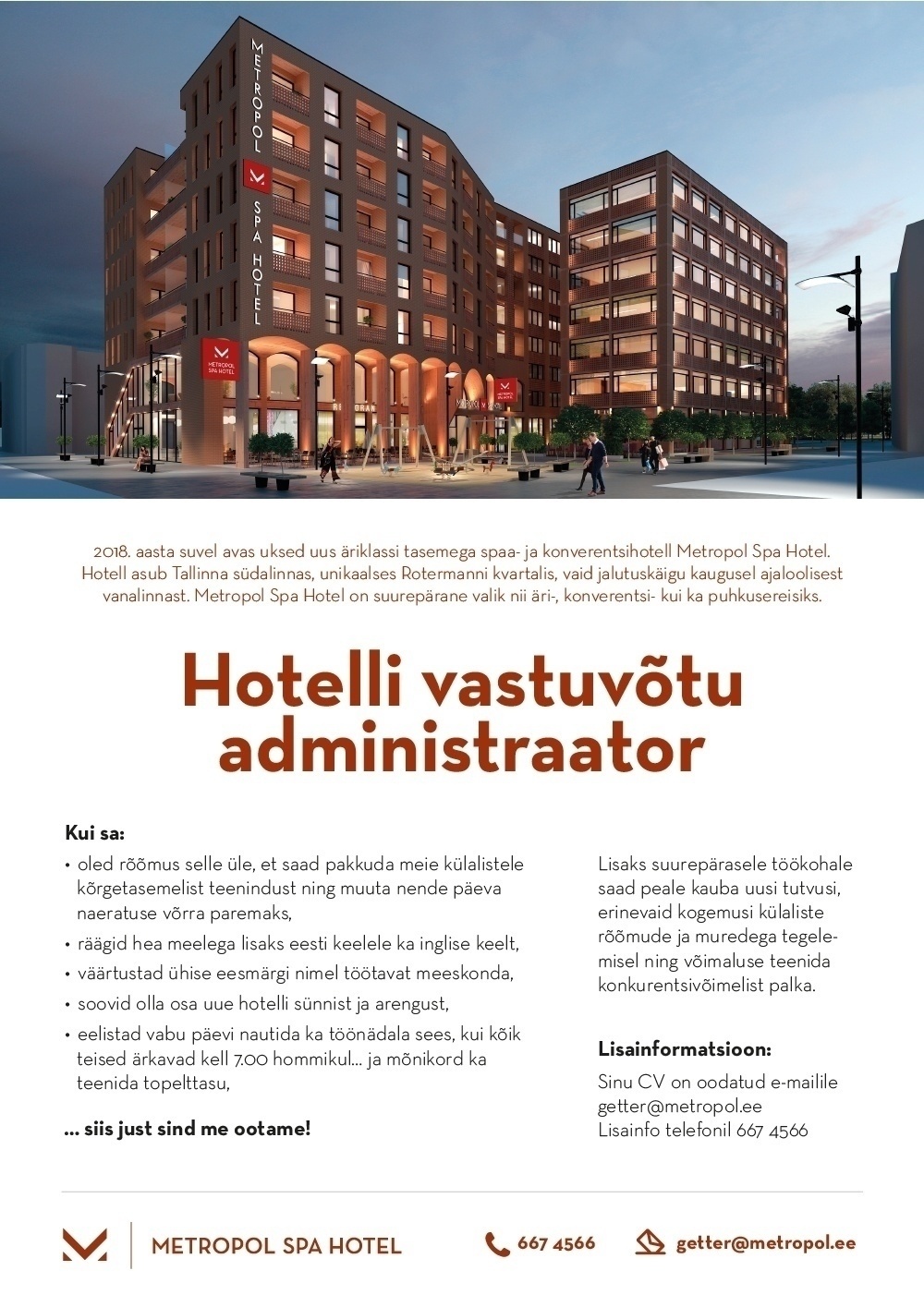 Hotell Metropol / Haveli Invest OÜ Vastuvõtu ööadministraator
