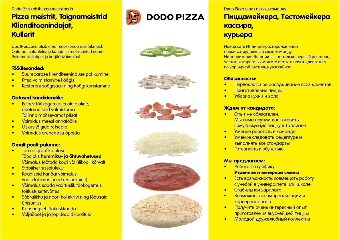 Dodo Pizza Pizzameister, klienditeenindaja
