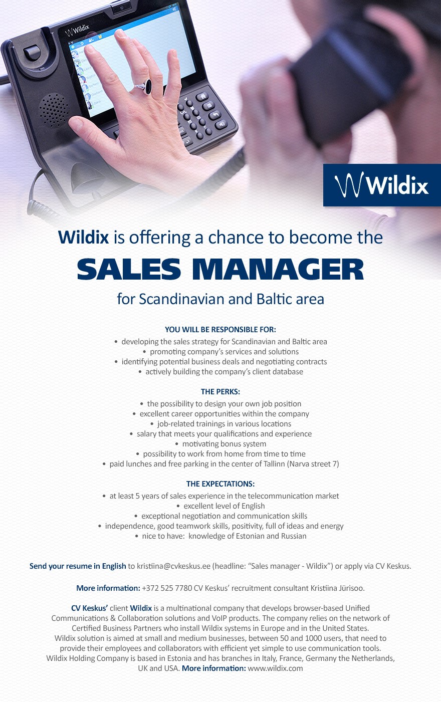 Wildix EE OÜ Sales manager (Wildix)