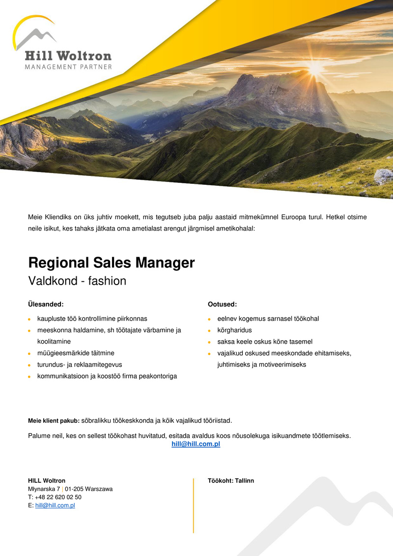 Hill Woltron Regional Sales Manager