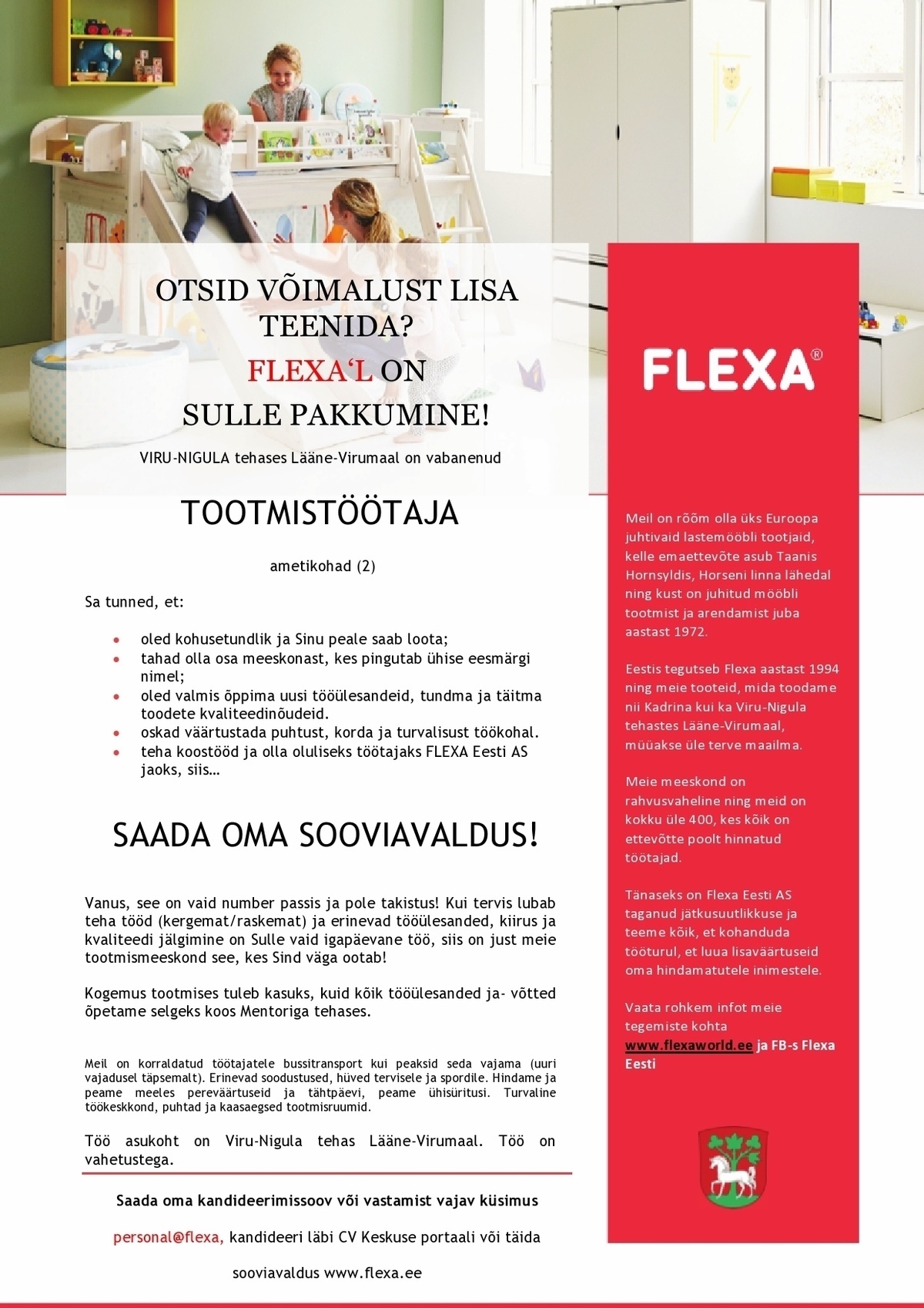 Flexa Eesti AS Kohusetundlik töötaja Viru-Nigula tehasesse 