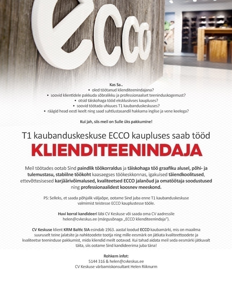 KRM Baltic SIA ECCO klienditeenindaja