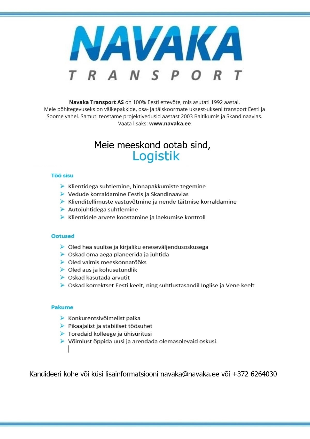 Navaka Transport AS Logistik