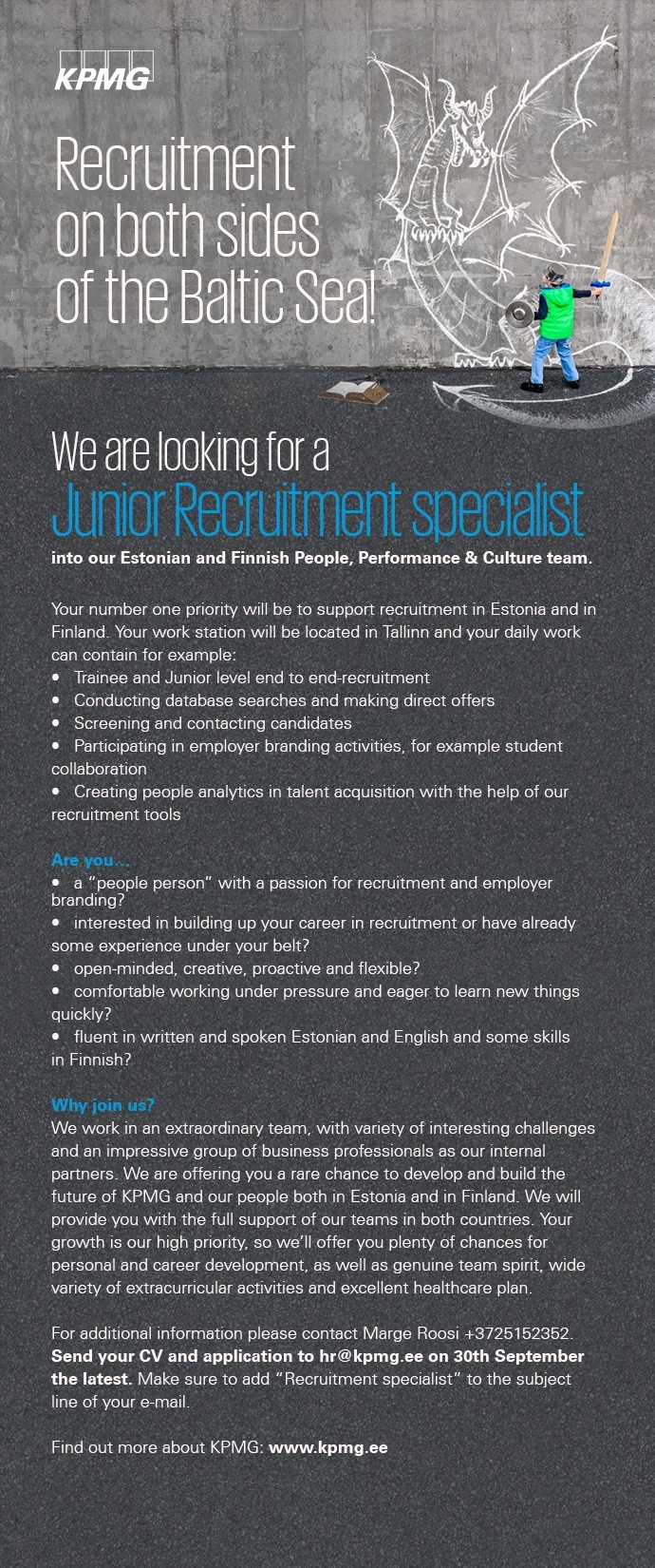 KPMG Baltics OÜ Junior Recruitment Specialist