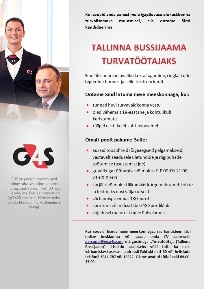 AS G4S Eesti  Turvatöötaja (Tallinna Bussijaam)