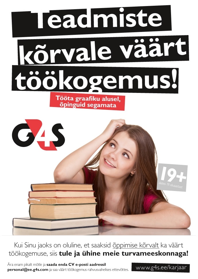 AS G4S Eesti Teadmiste kõrvale väärt töökogemus (Tartu)