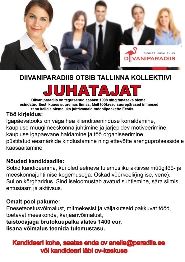 Diivaniparadiis OÜ Tallinna kaupluse juhataja
