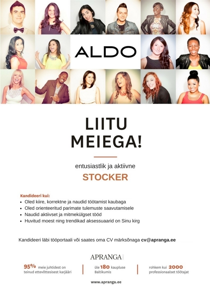 Apranga Estonia OÜ Aldo kaupluse aktiivne lao vastutav!