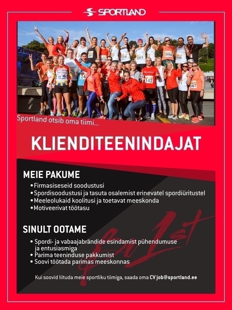 Sportland Eesti AS Sportland Rakvere klienditeenindaja 