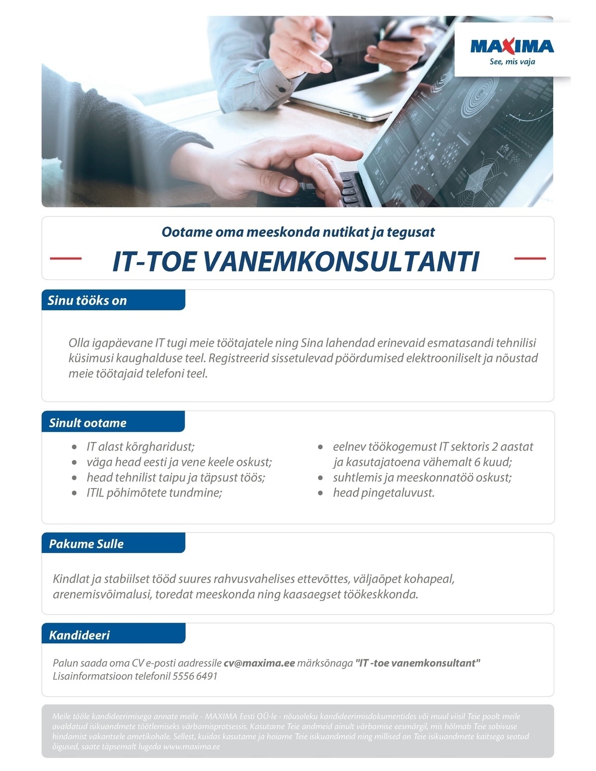 Maxima Eesti OÜ IT-toe vanemkonsultant