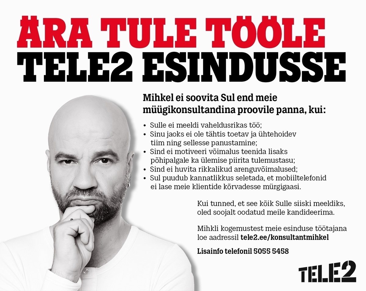 Tele2 Eesti AS Müügikonsultant (osaline koormus)