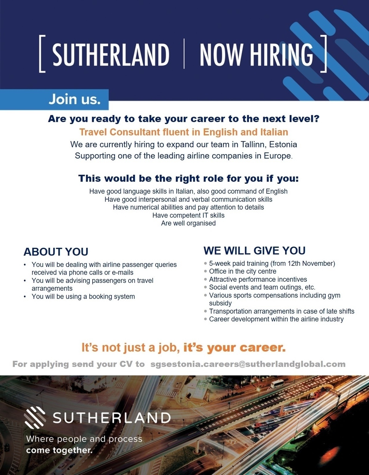 SUTHERLAND GLOBAL SERVICES OÜ Italian Speaking Client Service Specialist