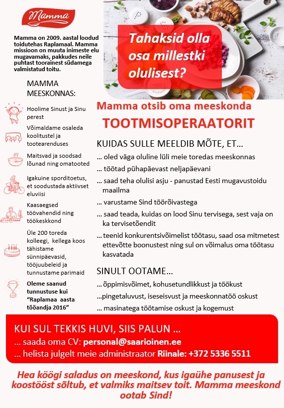 Saarioinen Eesti OÜ Operaator