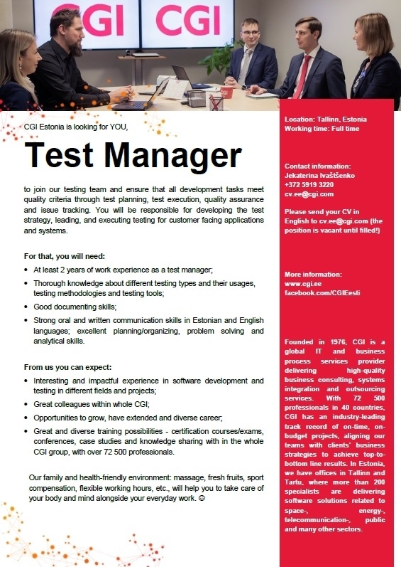 AS CGI Eesti Test Manager